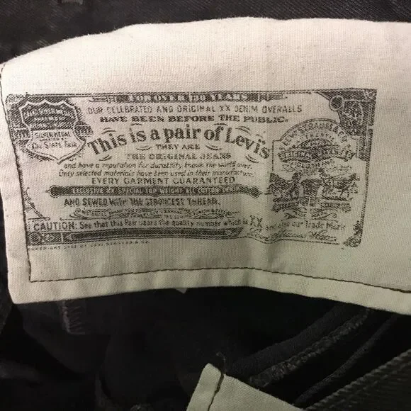 Levi's 501 Black Straight Leg Denim Jeans Men's size 36x34 Levi Strauss WPL 423 - Picture 7 of 13